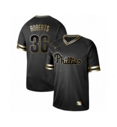 Men's Philadelphia Phillies #36 Robin Roberts Authentic Black Gold Fashion Baseball Jersey