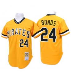 Men's Mitchell and Ness Pittsburgh Pirates #24 Barry Bonds Authentic Gold Throwback MLB Jersey