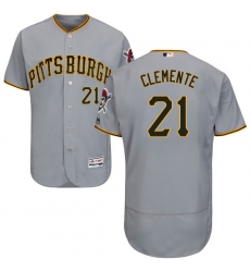Men's Majestic Pittsburgh Pirates #21 Roberto Clemente Grey Road Flex Base Authentic Collection MLB Jersey