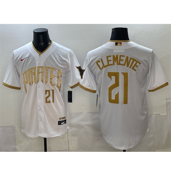 Men's Pittsburgh Pirates #21 Roberto Clemente White 2026 City Connect Stadium Stitched Baseball Jersey