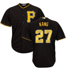 Men's Majestic Pittsburgh Pirates #27 Jung-ho Kang Authentic Black Team Logo Fashion Cool Base MLB Jersey