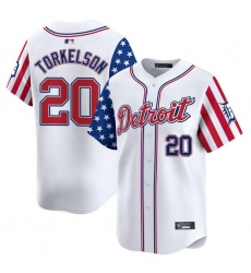 Men's Detroit Tigers #20 Spencer Torkelson White 2025 Independence Day Vapor Premier Limited Stitched Baseball Jersey
