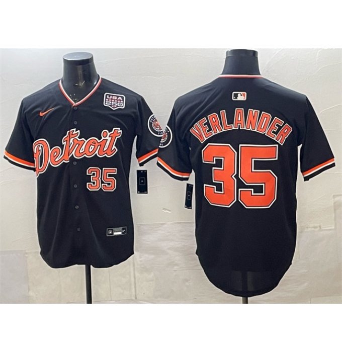 Men's Detroit Tigers #35 Justin Verlander Navy 2026 Alternate USA 250 Vapor Premier Limited Stitched Baseball Jersey