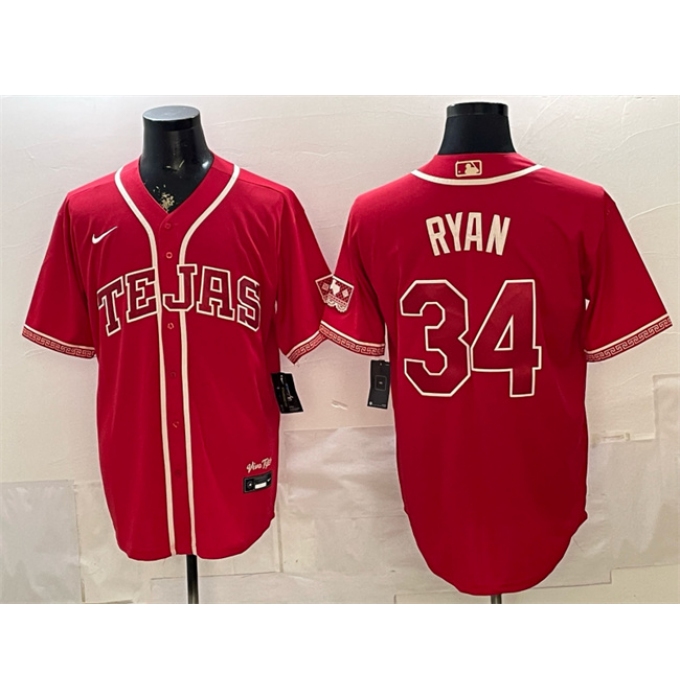 Men's Texas Rangers #34 Nolan Ryan Red 2026 City Connect Stadium Stitched Baseball Jersey
