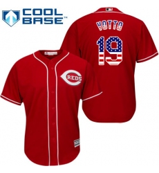 Men's Majestic Cincinnati Reds #19 Joey Votto Authentic Red USA Flag Fashion Cool Base MLB Jersey