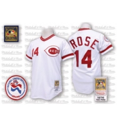 Men's Mitchell and Ness Cincinnati Reds #14 Pete Rose Replica White Throwback MLB Jersey