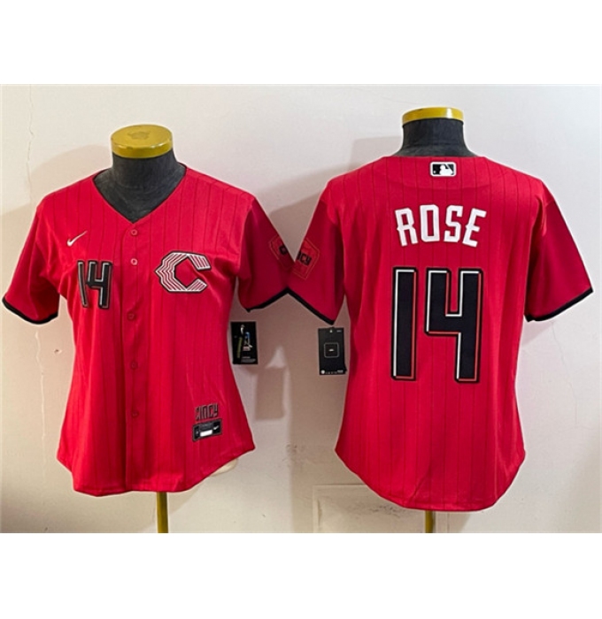 Women's Cincinnati Reds #14 Pete Rose Red 2026 City Connect Stadium Stitched Baseball Jersey(Run Small)