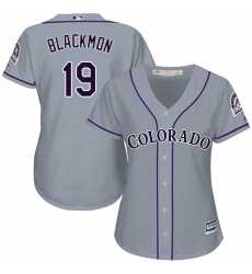 Women's Majestic Colorado Rockies #19 Charlie Blackmon Authentic Grey Road Cool Base MLB Jersey