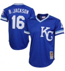 Men's Mitchell and Ness Kansas City Royals #16 Bo Jackson Replica Royal Blue Throwback MLB Jersey