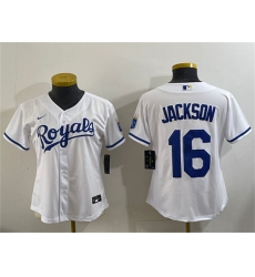 Youth Kansas City Royals #16 Bo Jackson White Cool Base Stitched Baseball Jersey