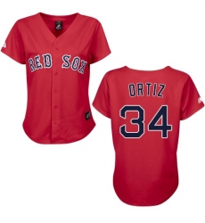 Women's Majestic Boston Red Sox #34 David Ortiz Authentic Red MLB Jersey