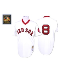 Men's Mitchell and Ness Boston Red Sox #8 Carl Yastrzemski Replica White Throwback MLB Jersey