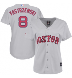 Women's Majestic Boston Red Sox #8 Carl Yastrzemski Authentic Grey Road MLB Jersey