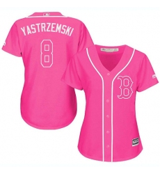 Women's Majestic Boston Red Sox #8 Carl Yastrzemski Replica Pink Fashion MLB Jersey
