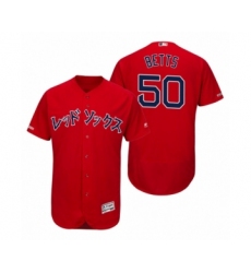 Men 2019 Asian Heritage Month Boston Red Sox #50 Mookie Betts Red Japanese Flex Base Jersey
