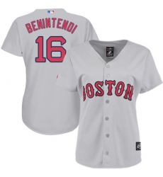 Women's Majestic Boston Red Sox #16 Andrew Benintendi Replica Grey Road MLB Jersey