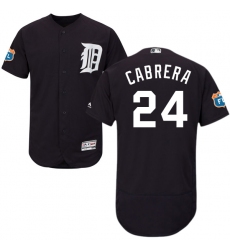 Men's Majestic Detroit Tigers #24 Miguel Cabrera Navy Blue Alternate Flex Base Authentic Collection MLB Jersey
