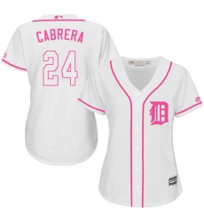 Women's Majestic Detroit Tigers #24 Miguel Cabrera Replica White Fashion Cool Base MLB Jersey