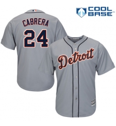 Youth Majestic Detroit Tigers #24 Miguel Cabrera Replica Grey Road Cool Base MLB Jersey
