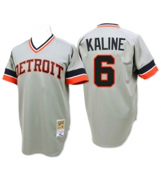 Men's Mitchell and Ness 1984 Detroit Tigers #6 Al Kaline Replica Grey Throwback MLB Jersey