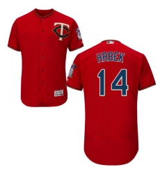 Men's Majestic Minnesota Twins #14 Kent Hrbek Authentic Scarlet Alternate Flex Base Authentic Collection MLB Jersey
