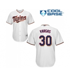 Men's Minnesota Twins #30 Kennys Vargas Replica White Home Cool Base Baseball Jersey