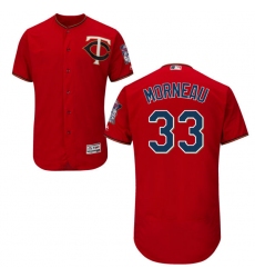 Men's Majestic Minnesota Twins #33 Justin Morneau Authentic Scarlet Alternate Flex Base Authentic Collection MLB Jersey