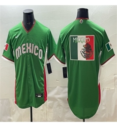 Men's Mexico Baseball Team Big Logo Green 2026 World Baseball Classic Home Stadium Stitched Jersey