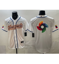 Men's Venezuela Baseball White 2026 World Baseball Classic Big Logo Home Stadium Stitched Jersey