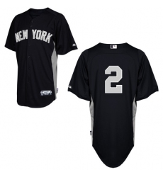 Men's Majestic New York Yankees #2 Derek Jeter Replica Black 2011 Road Cool Base BP MLB Jersey