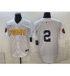 Men's New York Yankees X Spider-Man #2 Derek Jeter White Limited Stitched Baseball Jersey