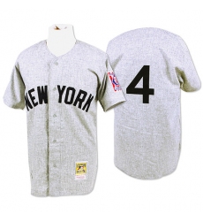 Men's Mitchell and Ness 1939 New York Yankees #4 Lou Gehrig Authentic Grey Throwback MLB Jersey