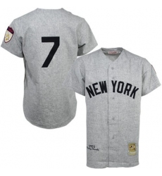 Men's Mitchell and Ness 1951 New York Yankees #7 Mickey Mantle Replica Grey Throwback MLB Jersey