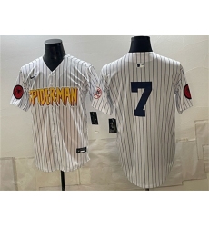 Men's New York Yankees X Spider-Man #7 Mickey Mantle White Limited Stitched Baseball Jersey