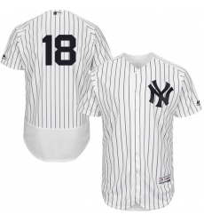 Men's Majestic New York Yankees #18 Don Larsen White Home Flex Base Authentic Collection MLB Jersey