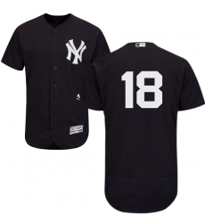 Men's Majestic New York Yankees #18 Johnny Damon Navy Blue Alternate Flex Base Authentic Collection MLB Jersey