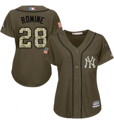 Women's Majestic New York Yankees #28 Austin Romine Authentic Green Salute to Service MLB Jersey
