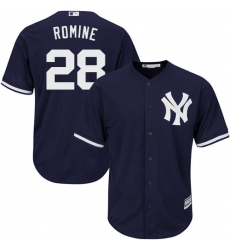 Youth Majestic New York Yankees #28 Austin Romine Replica Navy Blue Alternate MLB Jersey