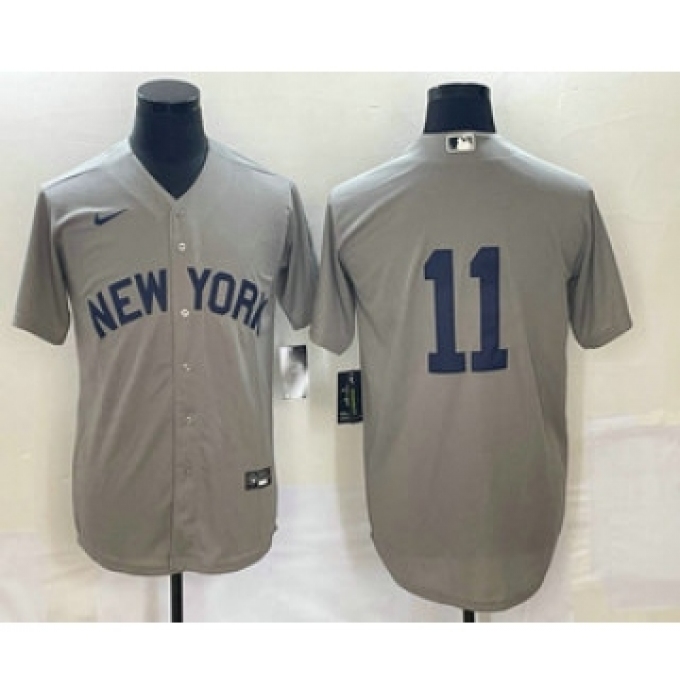Men's New York Yankees #11 Anthony Volpe 2021 Grey Field of Dreams Cool Base Stitched Baseball Jersey