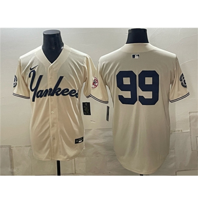 Men's New York Yankees #99 Aaron Judge Cream Limited Stitched Baseball Jersey
