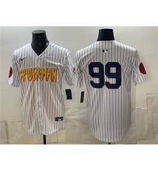 Men's New York Yankees X Spider-Man #99 Aaron Judge White Limited Stitched Baseball Jersey