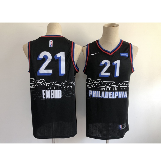 Men's Philadelphia 76ers #21 Joel Embiid Nike Black 2020-21 Swingman Jersey