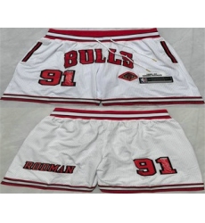Men's Chicago Bulls #91 Dennis Rodman White 2025 Shorts