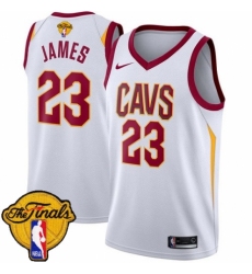 Men's Nike Cleveland Cavaliers #23 LeBron James Authentic White 2018 NBA Finals Bound NBA Jersey - Association Edition