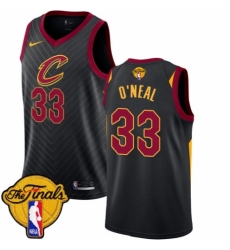 Women's Nike Cleveland Cavaliers #33 Shaquille O'Neal Swingman Black 2018 NBA Finals Bound NBA Jersey Statement Edition