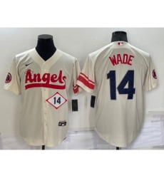 Men's Los Angeles Angels #14 Tyler Wade Number Cream 2022 City Connect Cool Base Stitched Jersey