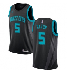 Men's Nike Jordan Charlotte Hornets #5 Nicolas Batum Swingman Black NBA Jersey - 2018 19 City Edition