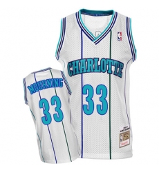 Men's Mitchell and Ness Charlotte Hornets #33 Alonzo Mourning Swingman White Throwback NBA Jersey