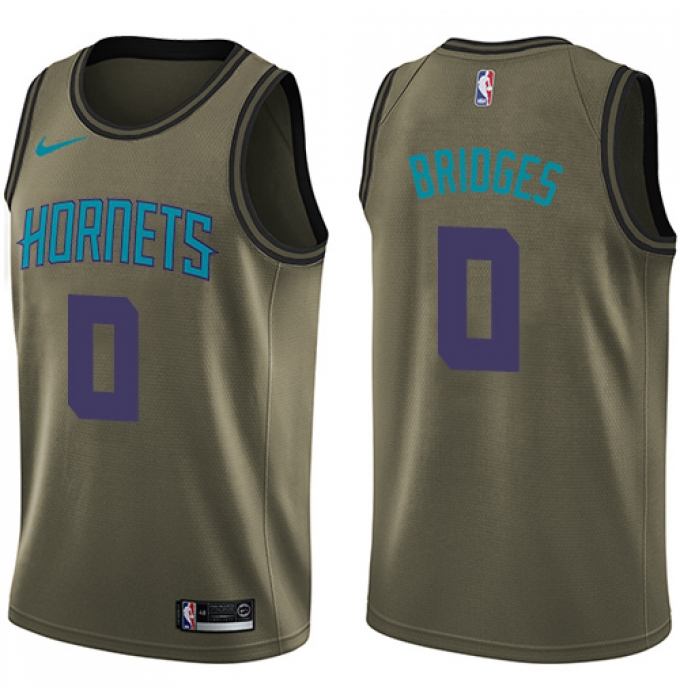 Men's Nike Charlotte Hornets #0 Miles Bridges Swingman Green Salute to Service NBA Jersey