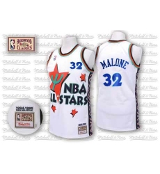 Men's Adidas Utah Jazz #32 Karl Malone Authentic White 1995 All Star Throwback NBA Jersey